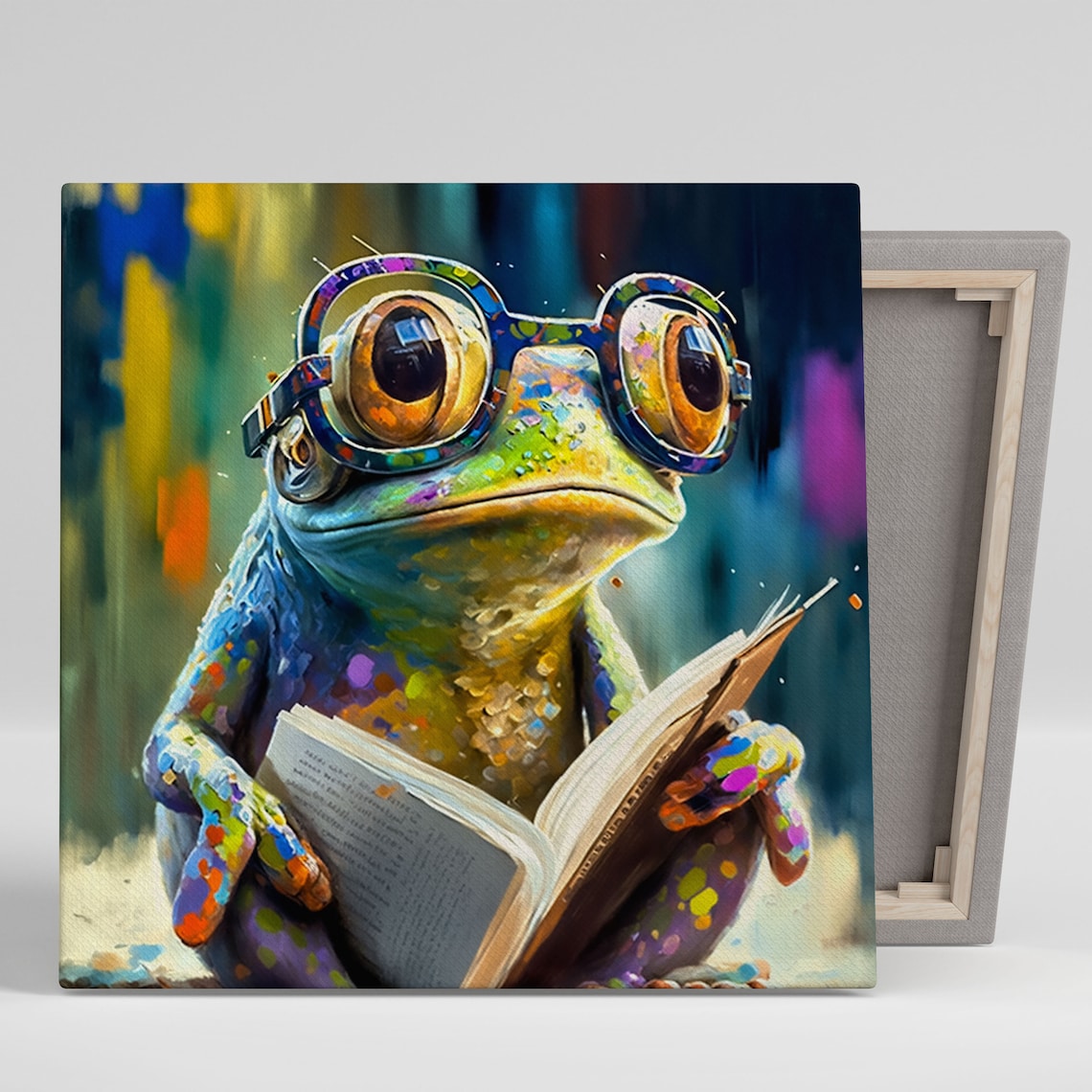 Rainbow Frog With Glasses Custom Nursery Wall Art Print