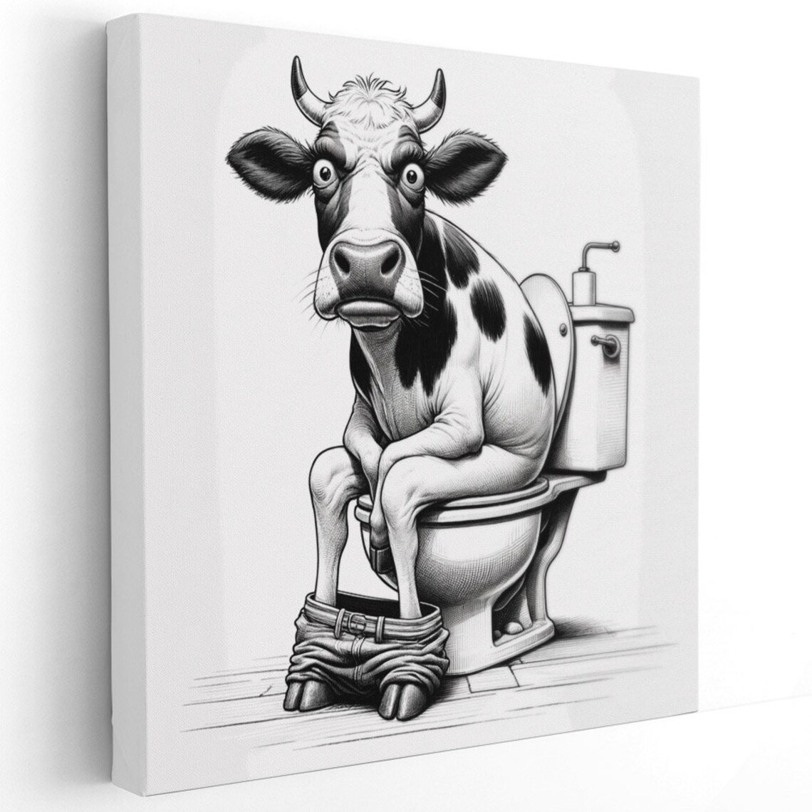 Cow On The Pot Bathroom Art Print, Funny Farm Decor - Image 2