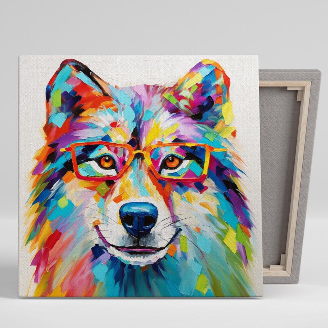 Colorful Hipster Wolf Bohemian Wall Art Print