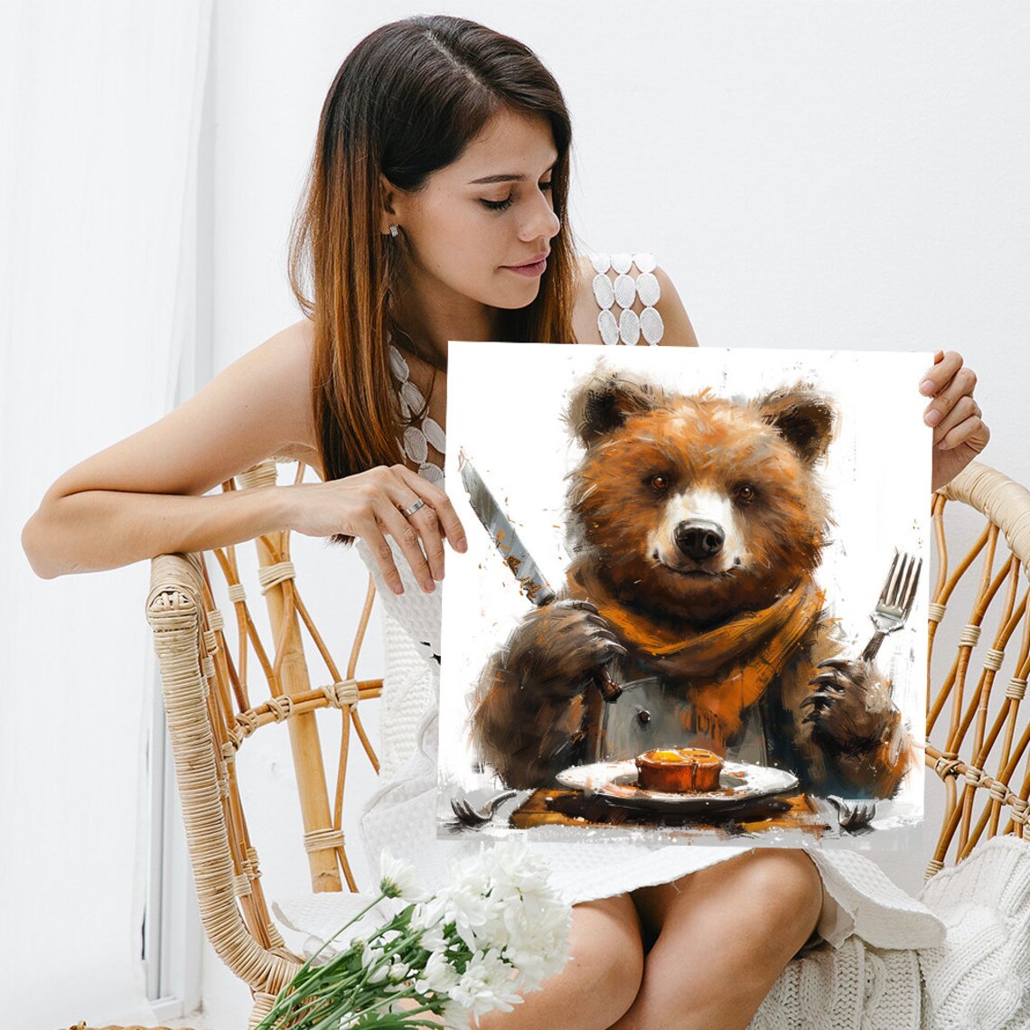 Gourmet Grizzly Rustic Bear Art Print, Kitchen Decor - Image 3