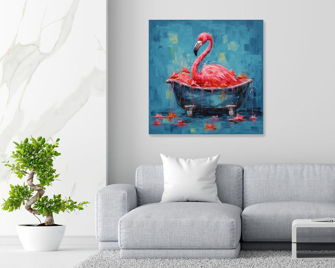 Flamingo in Bathtub Poster, Bathroom Wall Decor - Image 4