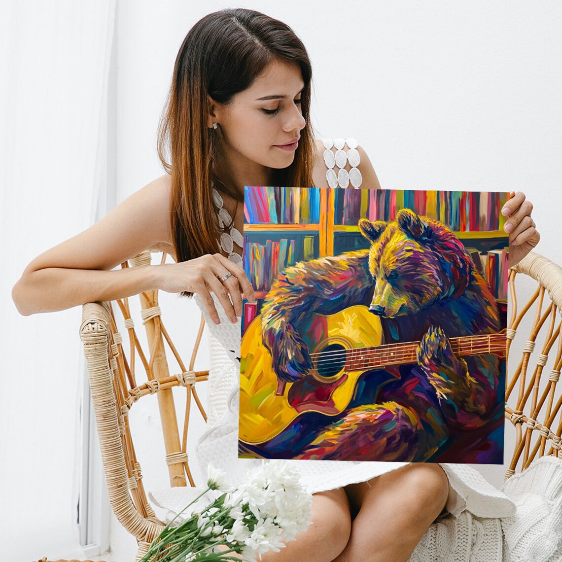 Bear Strummer Bohemian Art Print for Living Room - Image 3