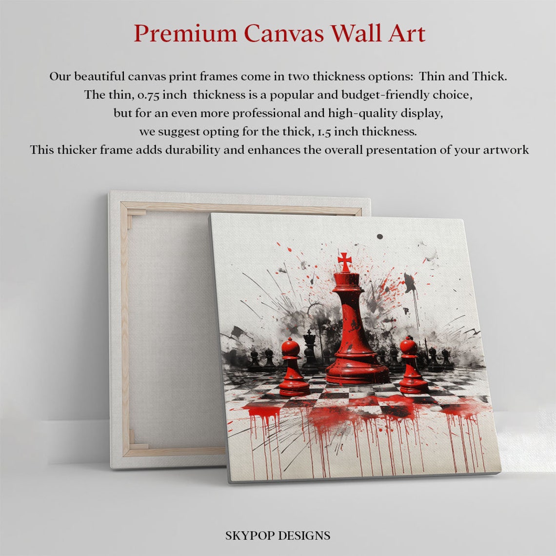 Red Chess King Towering Pawns Splash Paint Game Of Kings Poster - Image 2