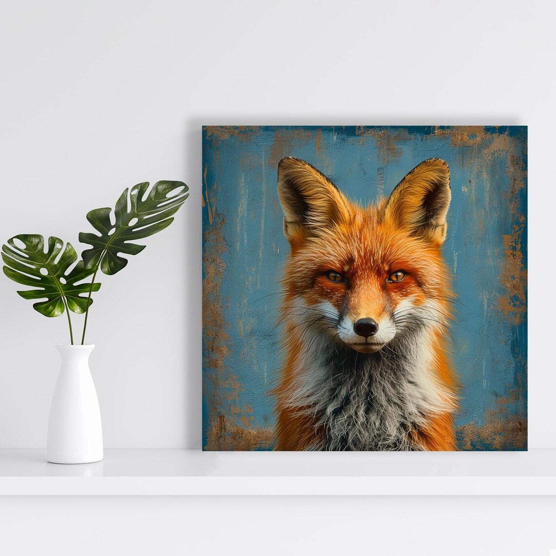 Fox Portrait Rustic Animal Nature Decor Art Print - Image 2