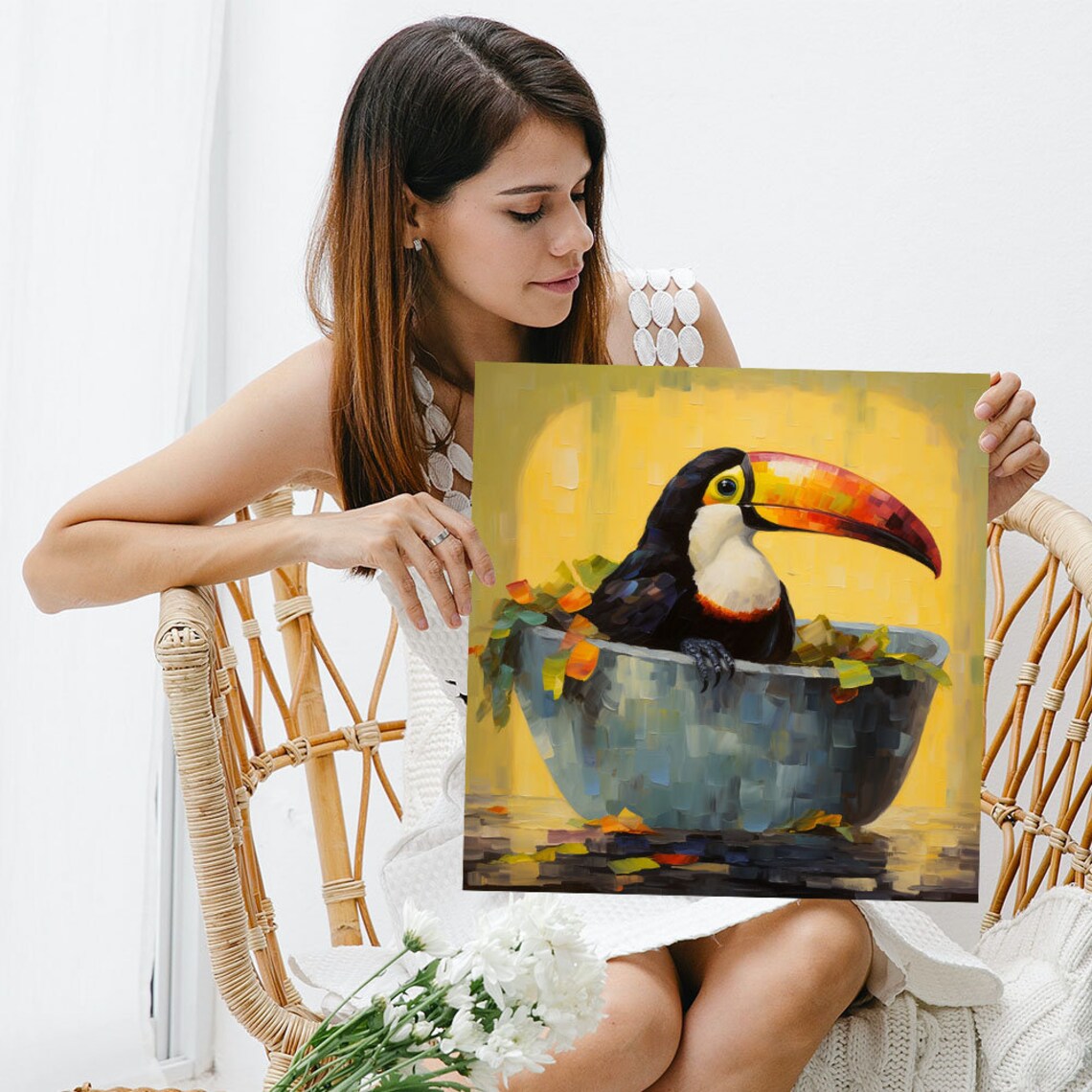 Toucan Bird in Bathtub, Bathroom Wall Art Print - Image 5