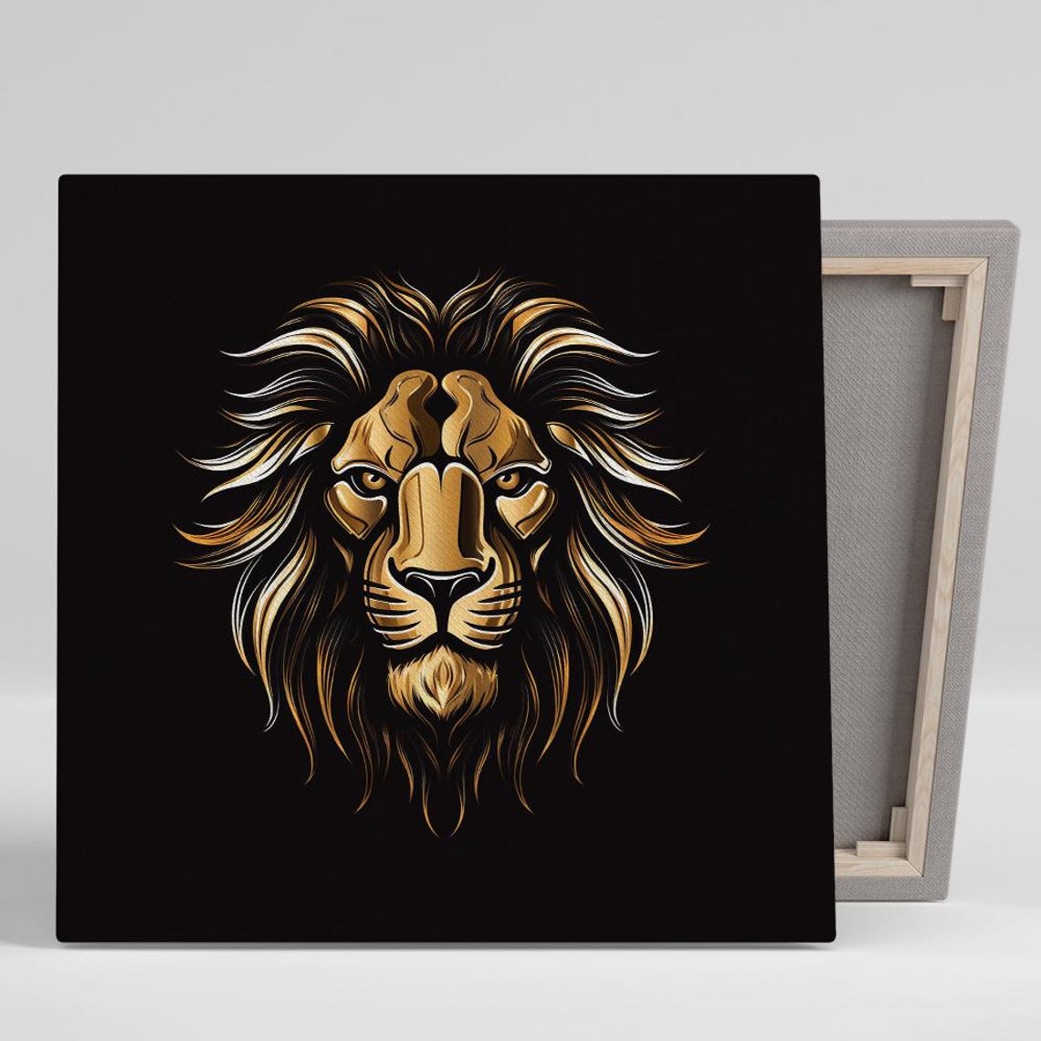 Majestic Golden Lion Art Or Poster Animal Contemporary Minimalist Decor Living Room Office Bedroom Game Room Wall Art Lion Decor