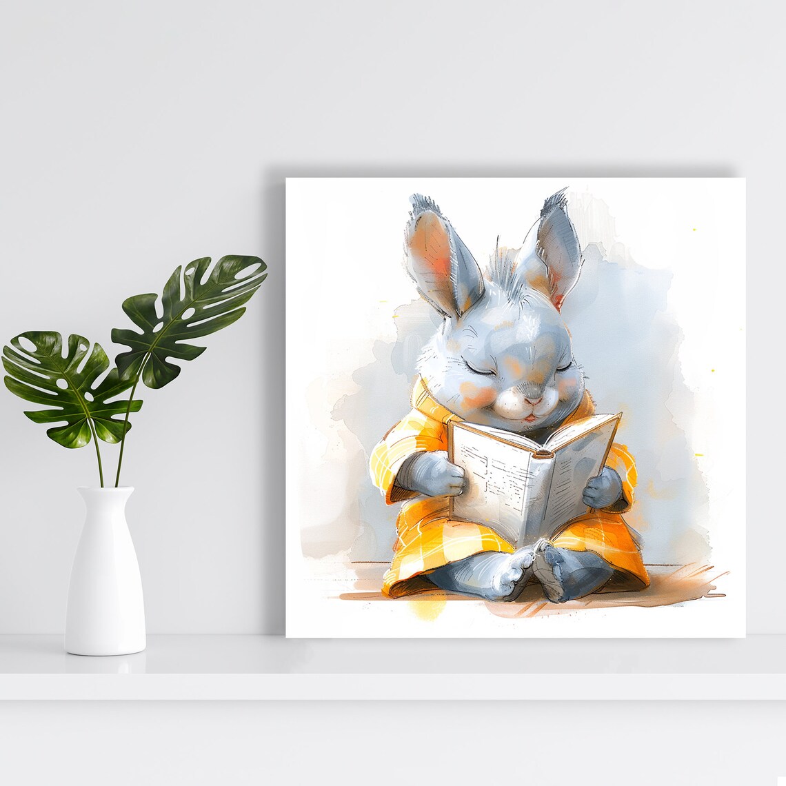 Studious Bunny Minimalist Art Print for Nursery - Image 2