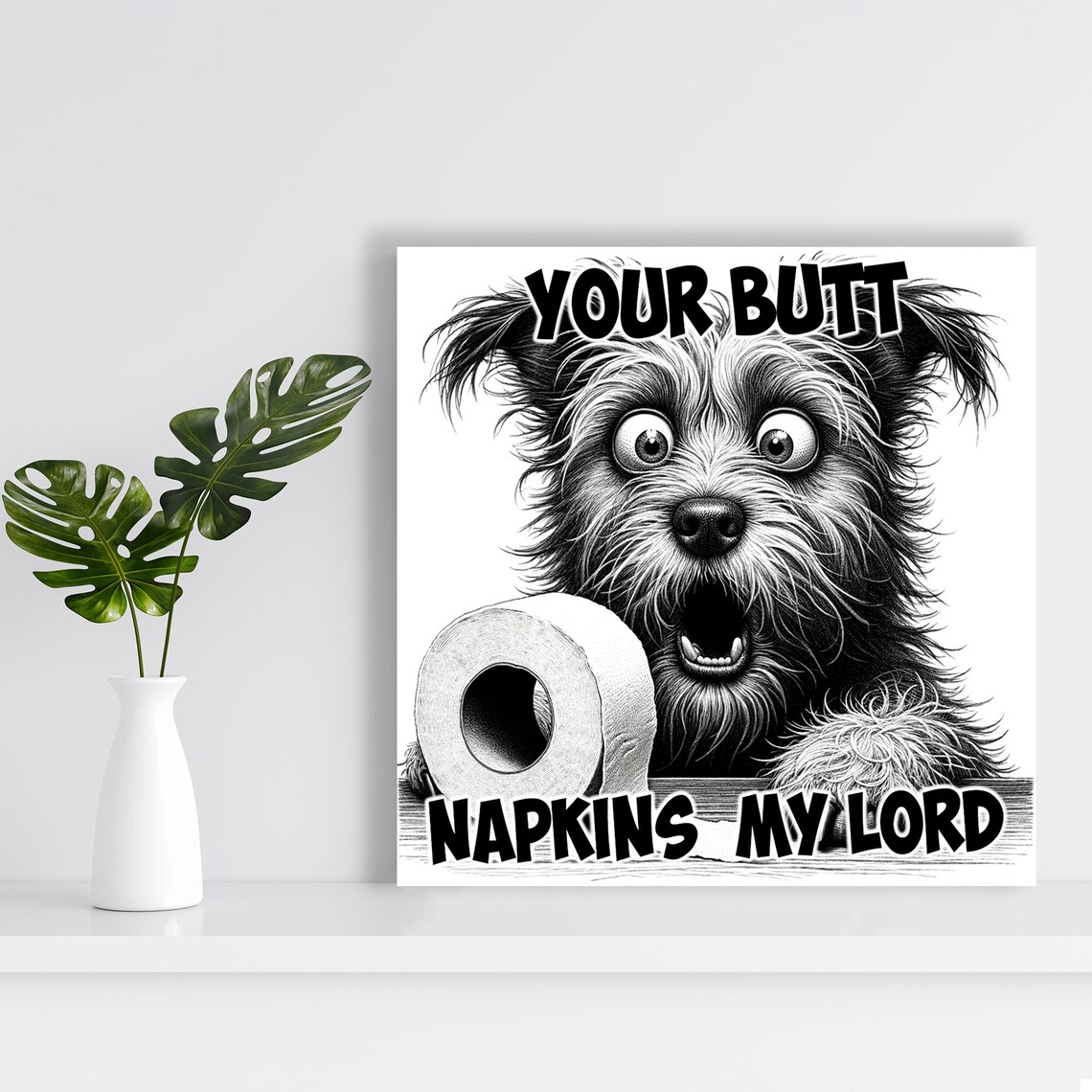 Dog Toilet Paper Art Or Poster Funny Dog Art Bathroom Decor Animal Art Pet Art Home Decor Dog Wall Hanging - Image 4