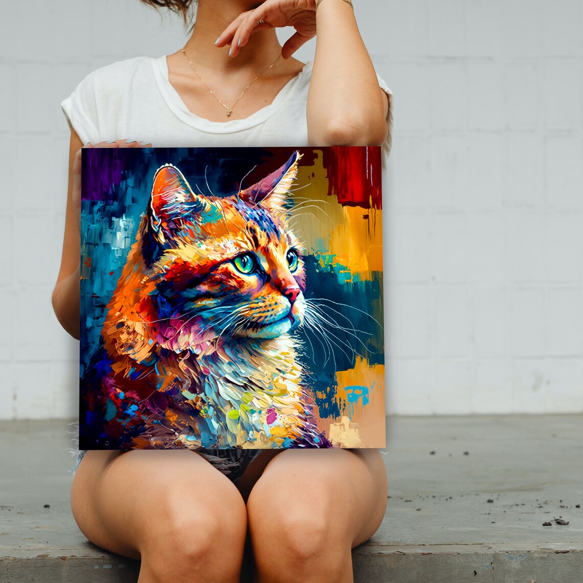 Colorful Abstract Cats Art Print, Cat Lover Decor - Image 2