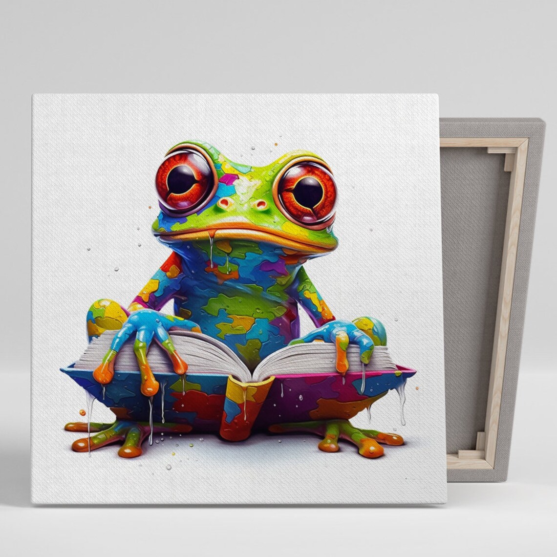 Prismatic Frog Scholar Poster, Whimsical Decor