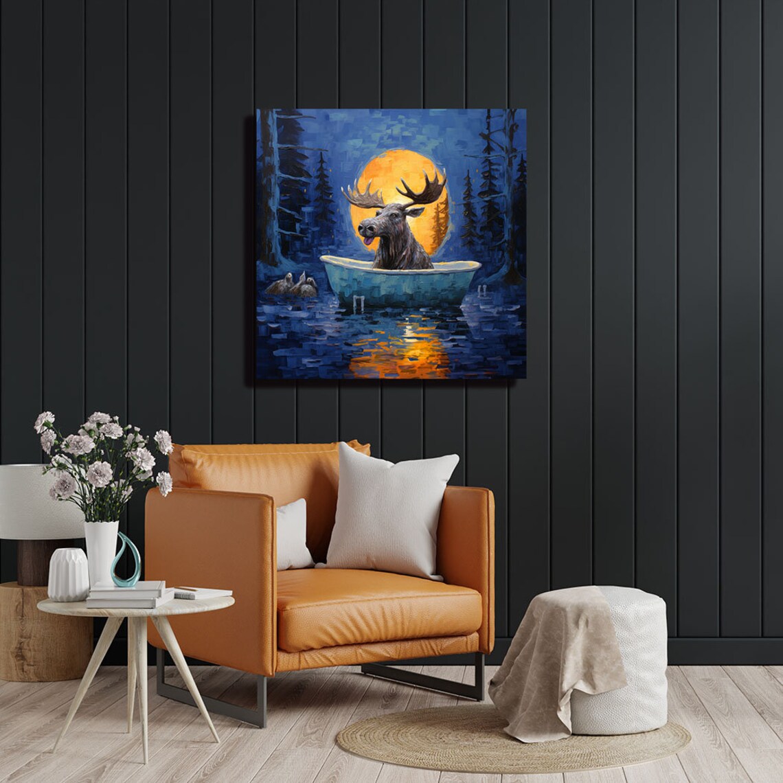 Moose In Bathtub Bathroom And Nursery Decor Art Print - Image 4