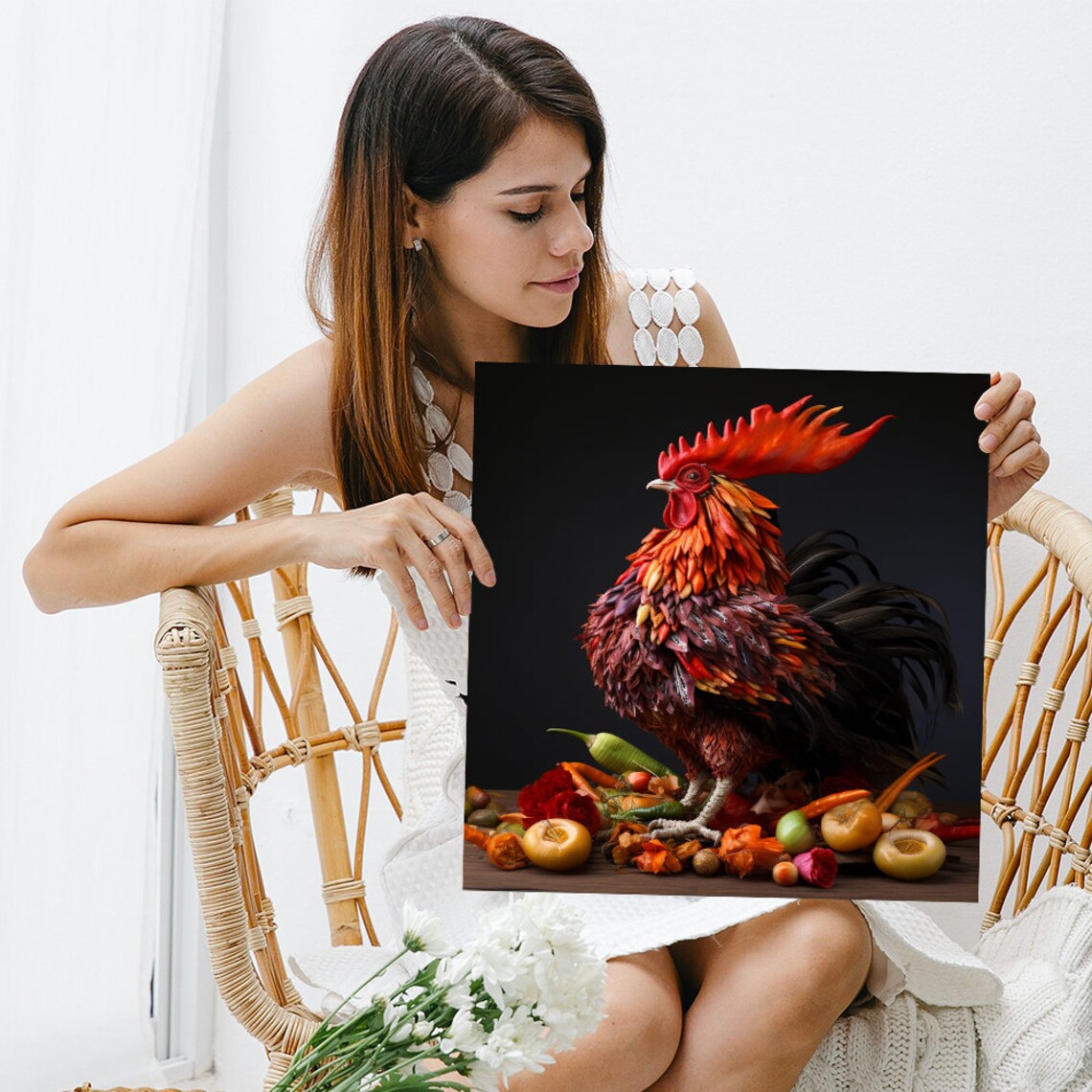 Majestic Rooster Harvest Rustic Farmhouse Poster Print - Image 3