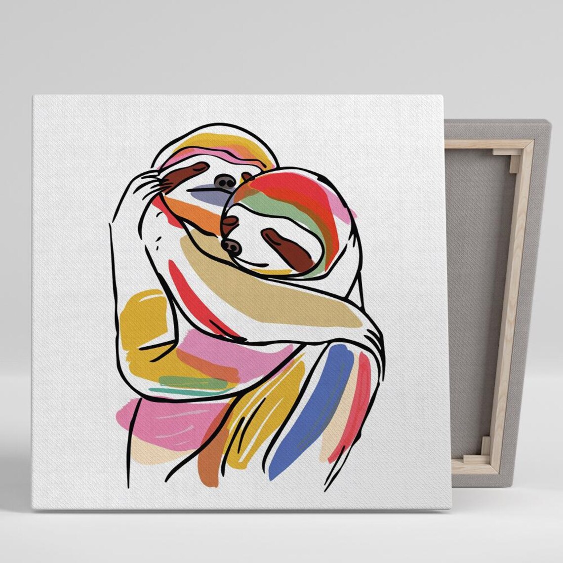 Colorful Embrace Abstract Art Print, Whimsical Decor