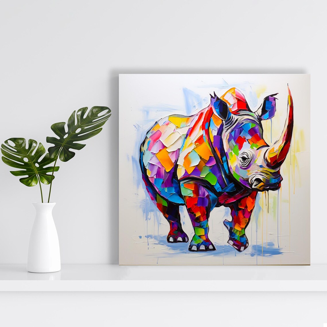 Kaleidoscopic Rhino Abstract Contemporary Art Print - Image 2