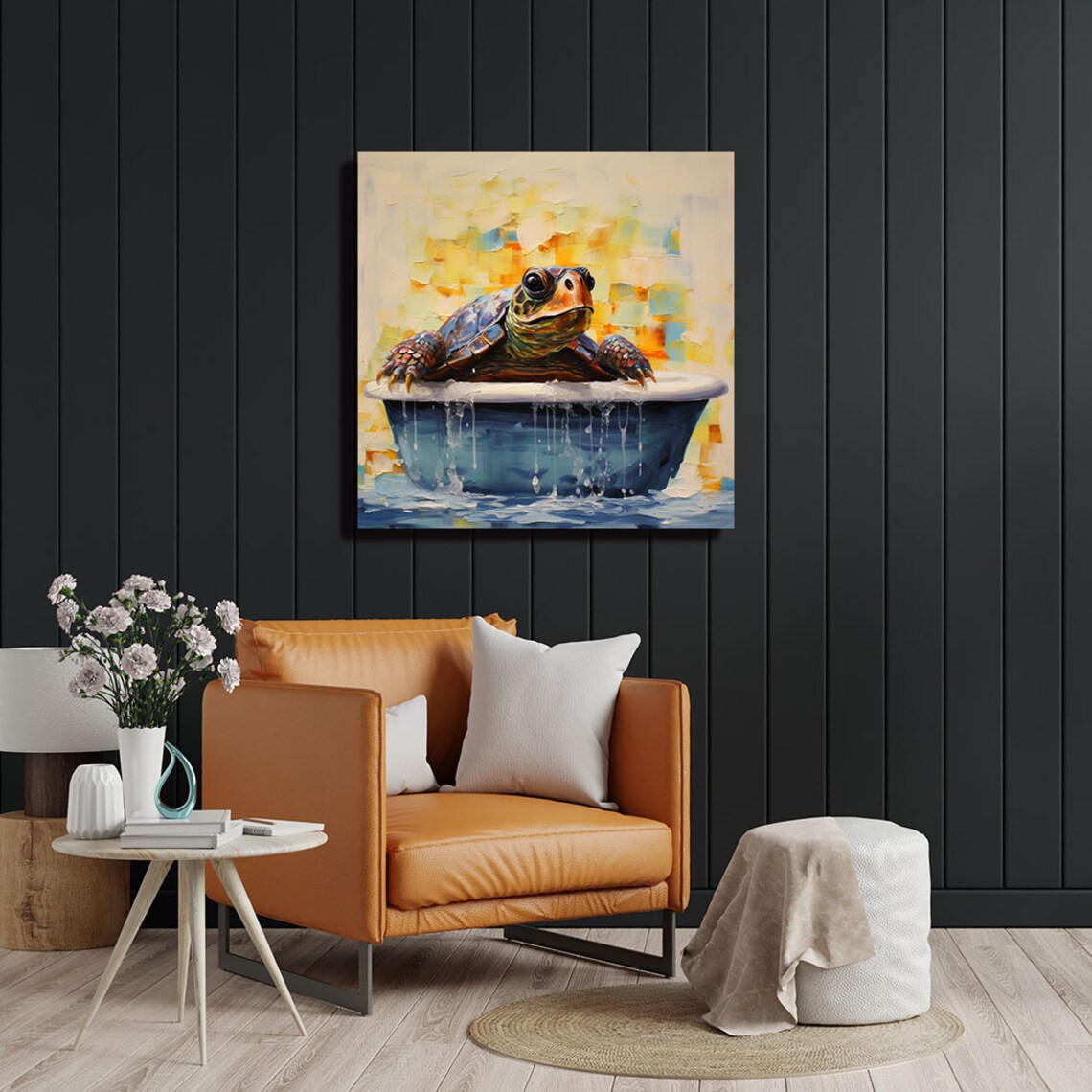 Turtle In Bathtub Modern Bathroom Wall Art Print - Image 2