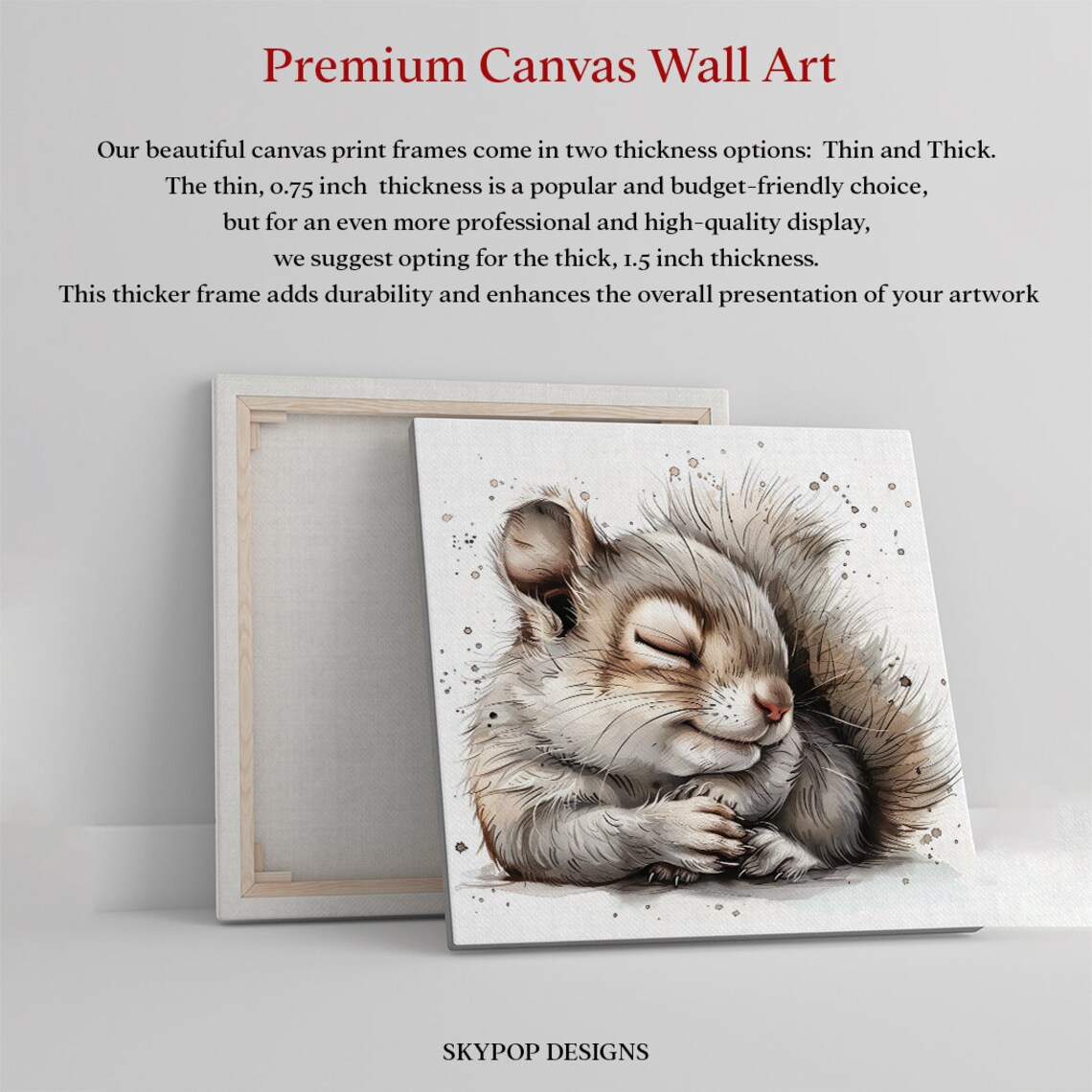 Cozy Sleeping Squirrel Curled Up Soft Watercolor Nursery Wall Art Poster - Image 3