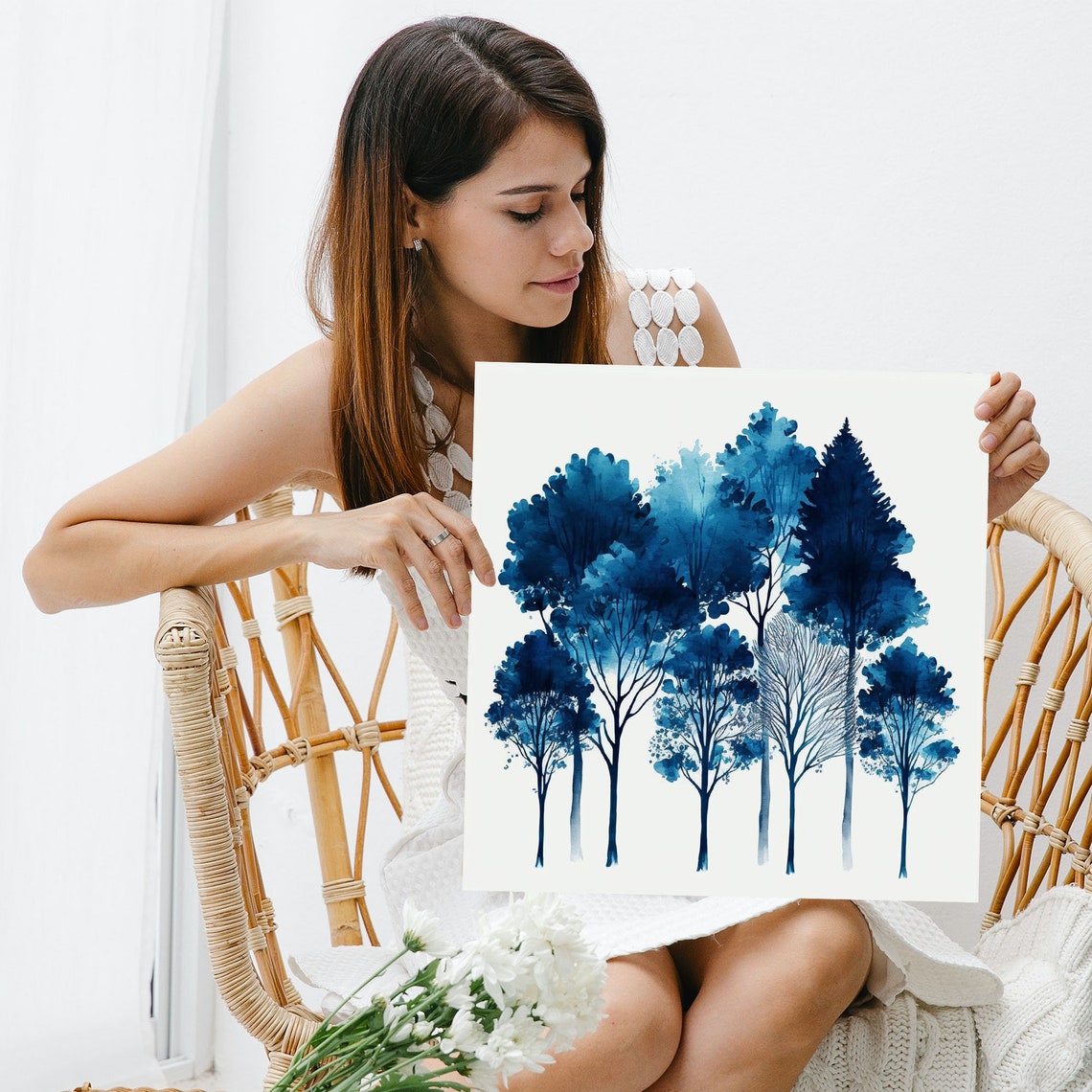 Blue Tree Modern Wall Art Poster - Image 3