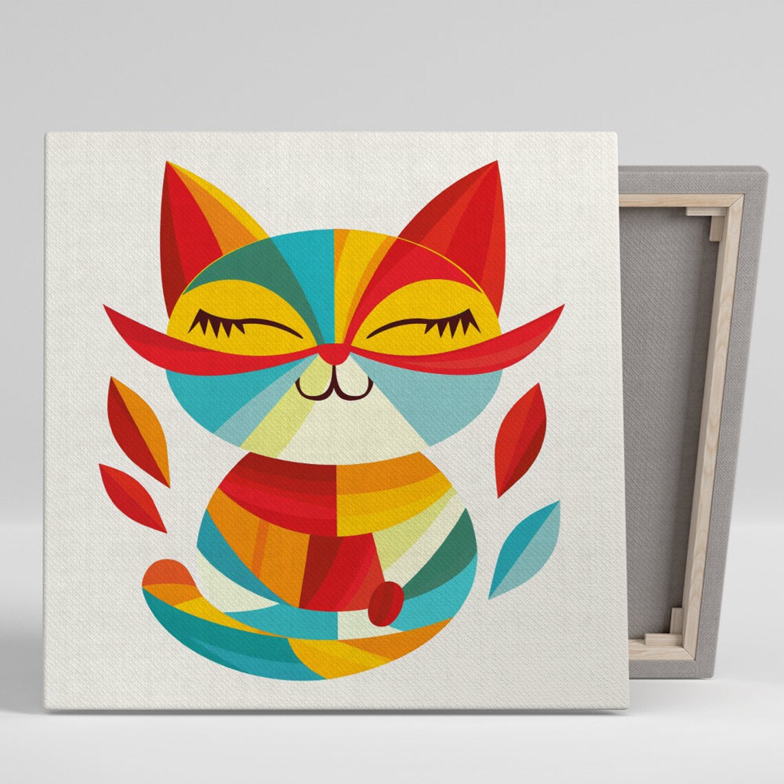 Geometric Feline Fantasia, Minimalist Art Print