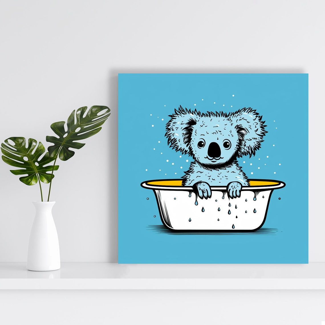 Cute Koala Bubble Bath Tub Whimsical Kids Bathroom Decor Poster - Image 2