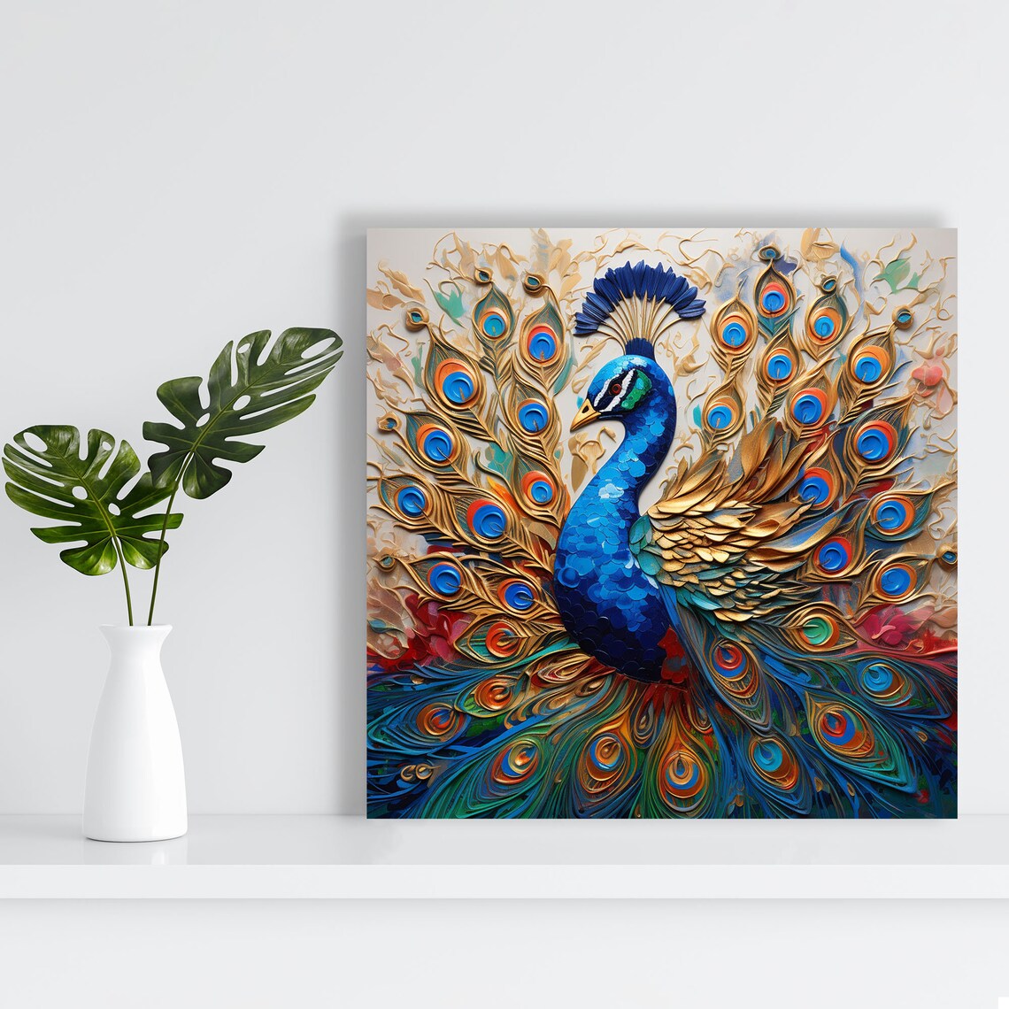 Peacock Wall Art Print, Exotic Living Room Decor - Image 3