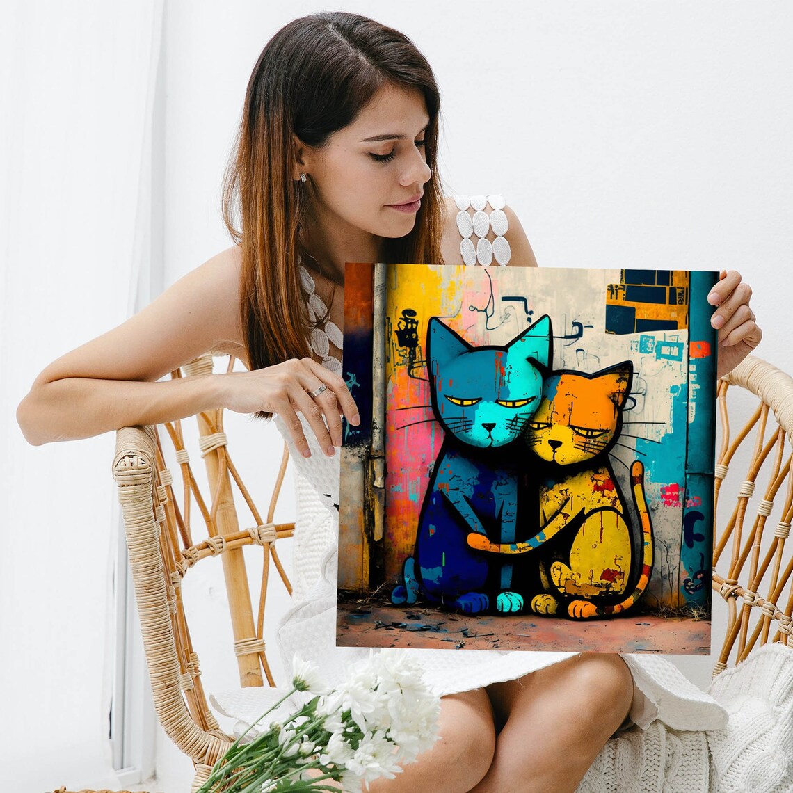 Graffiti Cat Art Print, Feline Room Wall Decor - Image 3