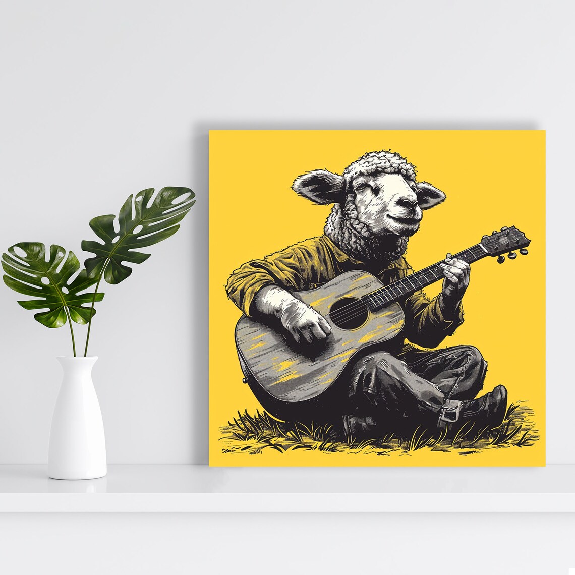 Sheep Serenade, Whimsical Rustic Wall Art Print - Image 2