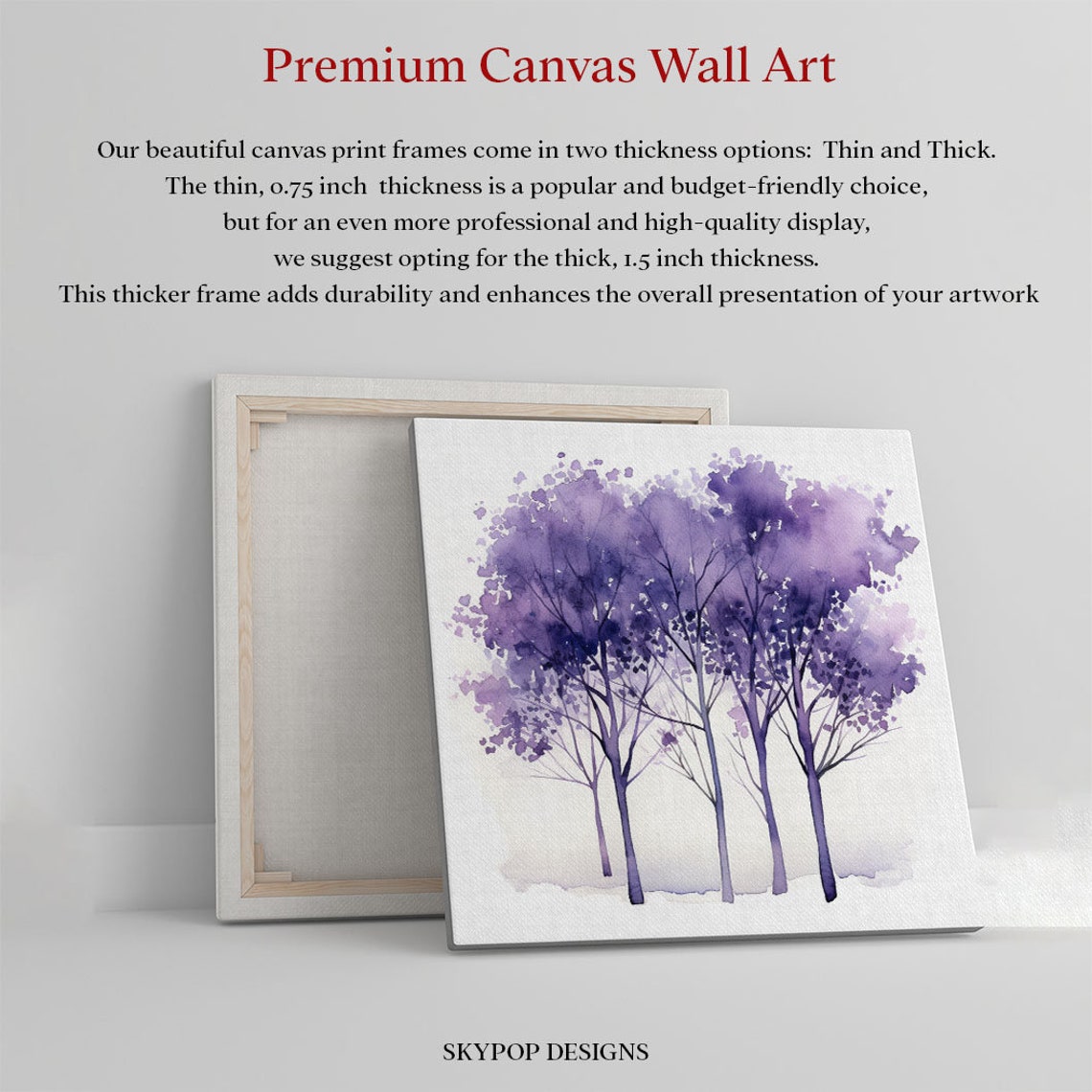 Purple Watercolor Trees Dreamy Forest Minimalist Botanical Poster - Image 2