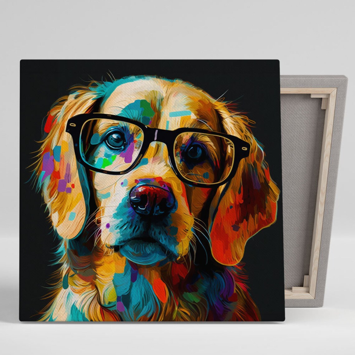 Dog With Glasses Contemporary Decor Poster Print