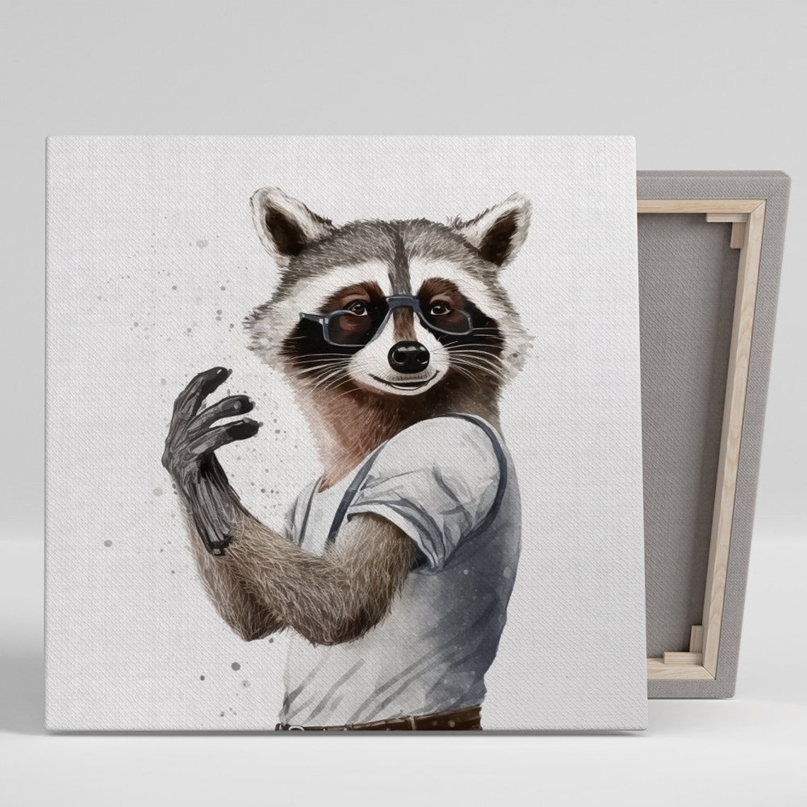 Hipster Raccoon Glasses Tee Whimsical Portrait Funny Modern Poster