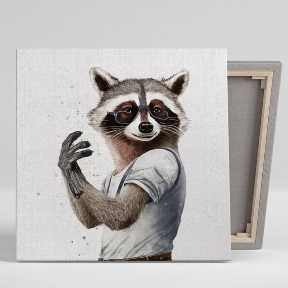 Hipster Raccoon Glasses Tee Whimsical Portrait Funny Modern Poster