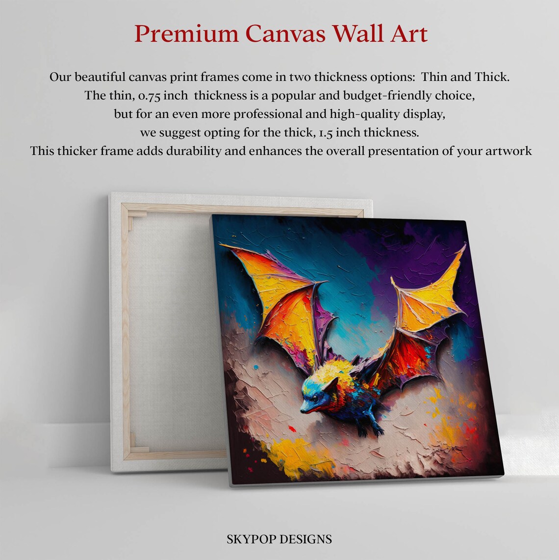 Bat Wall Art Print, Abstract Modern Home Decor - Image 2