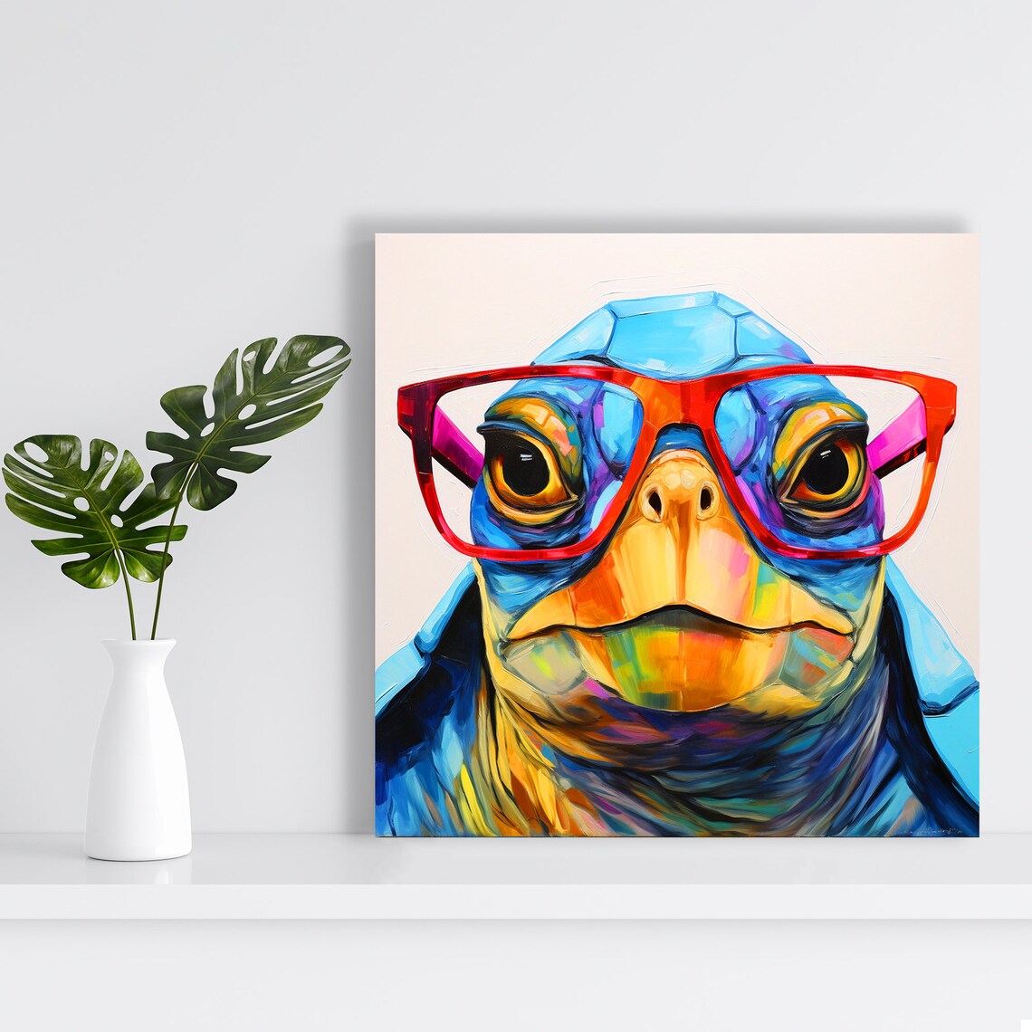 Spectacled Sea Turtle Splash Art Print, Whimsical - Image 2