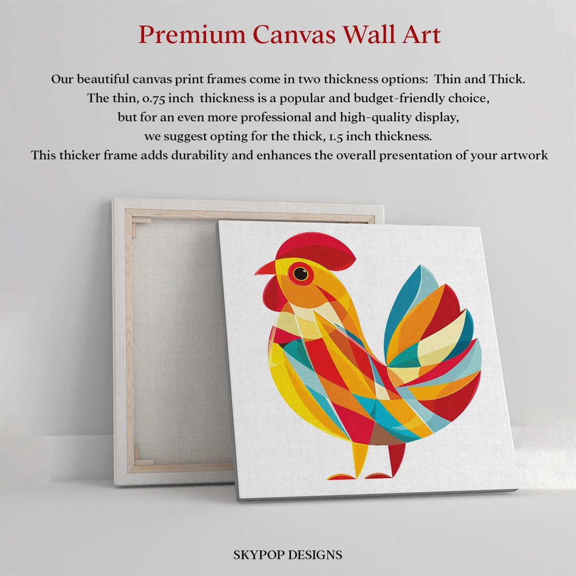 Geometric Rooster Poster Mosaic Stained Glass Colorful Kitchen Decor - Image 3