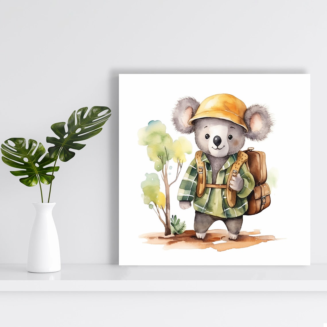 Koala Explorer with Safari Hat and Backpack Cute Adventure Wall Poster - Image 2