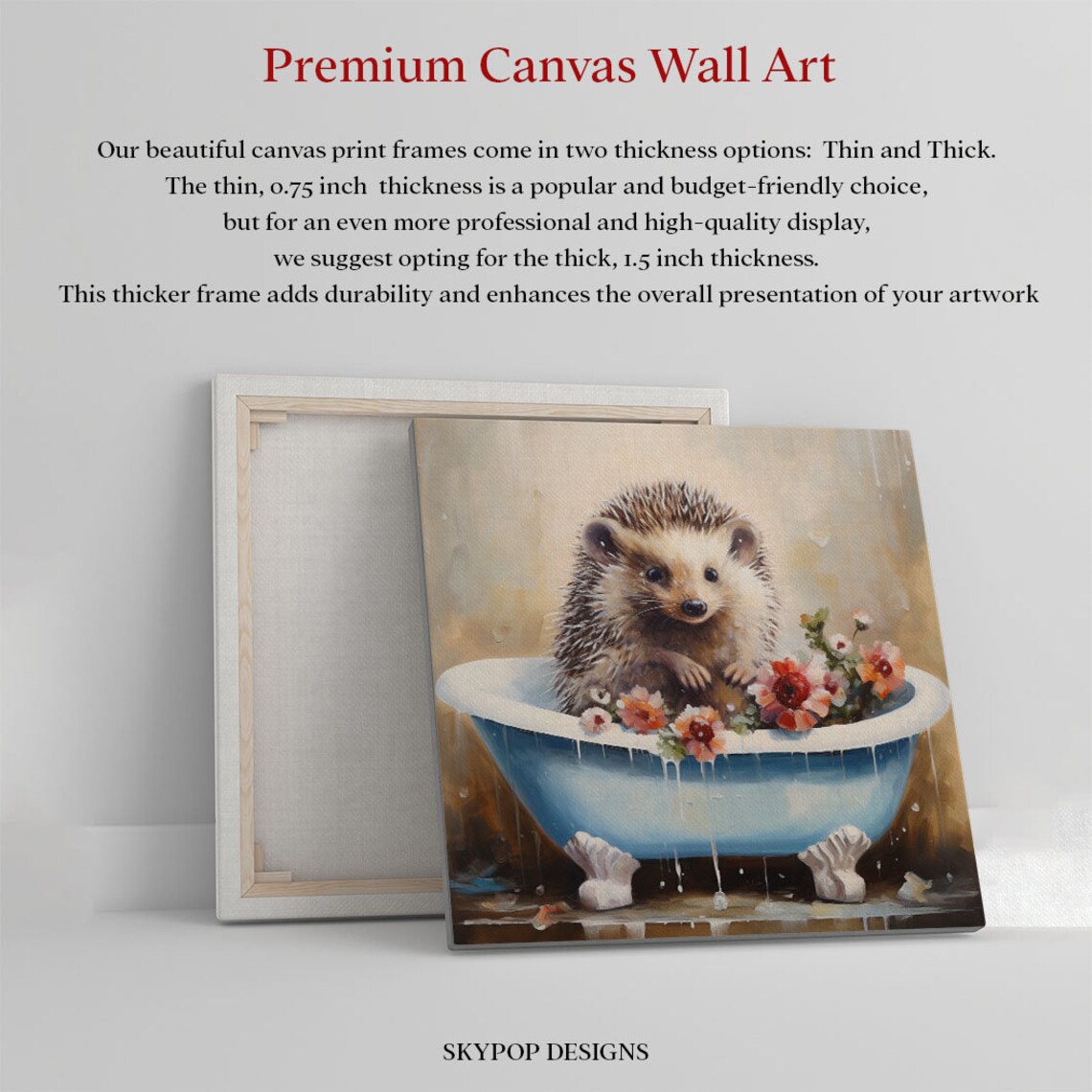 Hedgehog in Bathtub Bathroom Wall Art Poster Print - Image 2