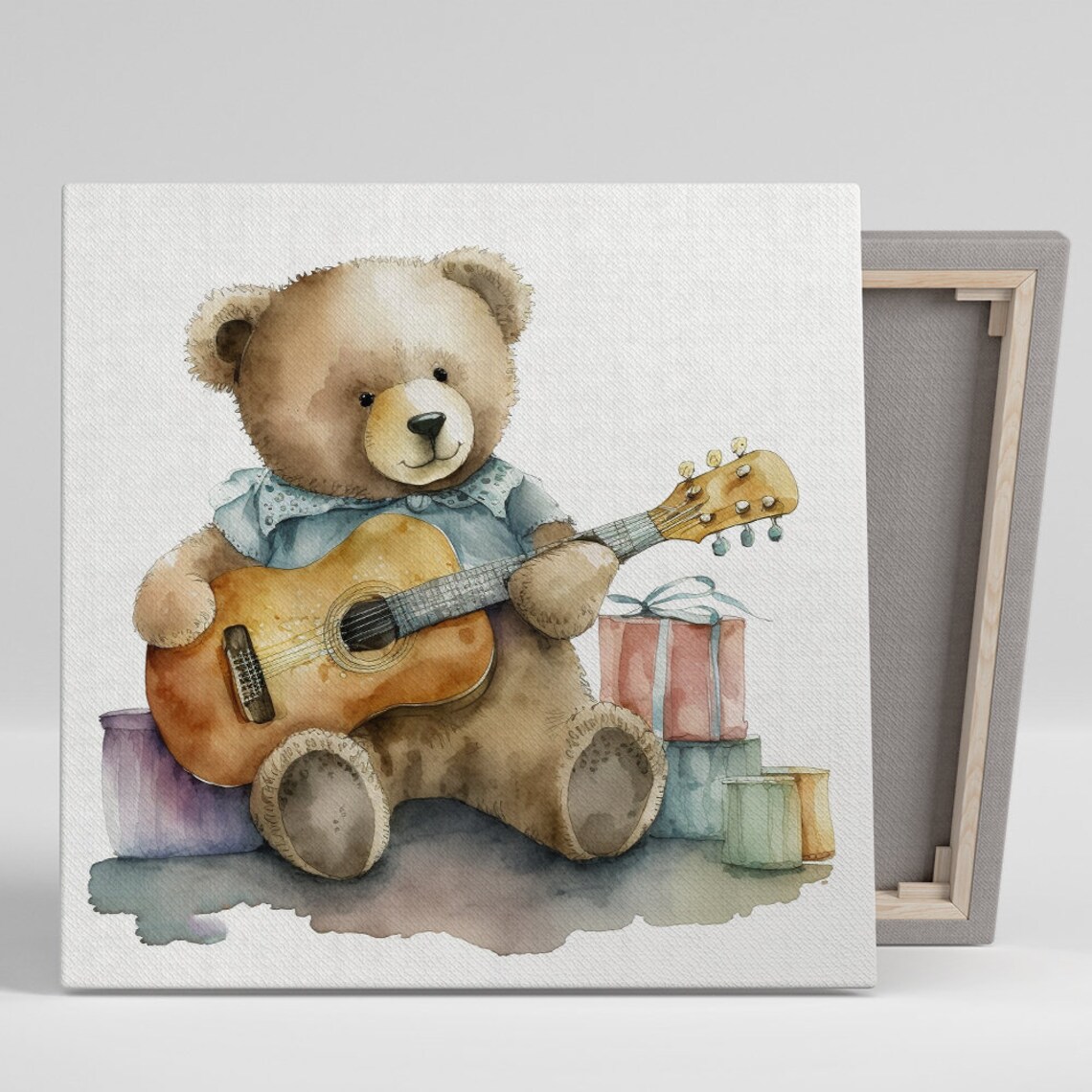 Teddy Serenade Bear Music Art Print, Whimsical Decor