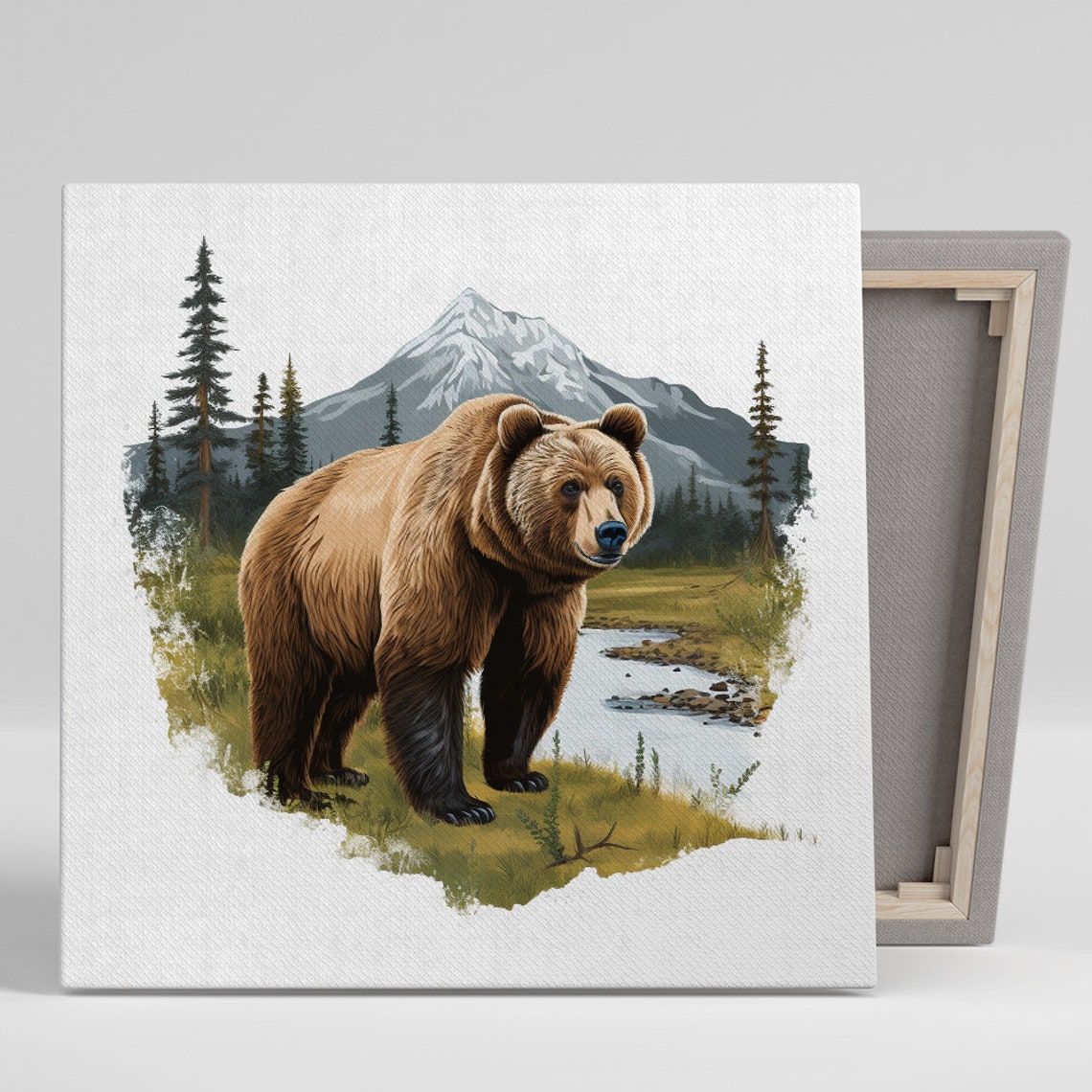 Brown Bear In Mountain Pines Wilderness Landscape Animal Poster