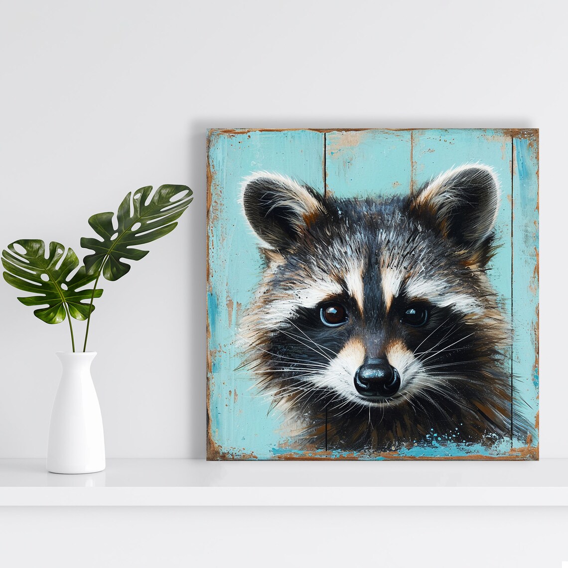 Curious Raccoon Peekaboo Rustic Farmhouse Art Print - Image 2