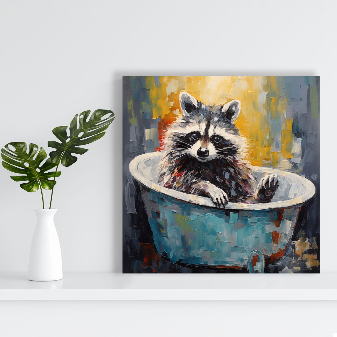 Raccoon in Bathtub Bathroom Art Print, Modern Decor - Image 2