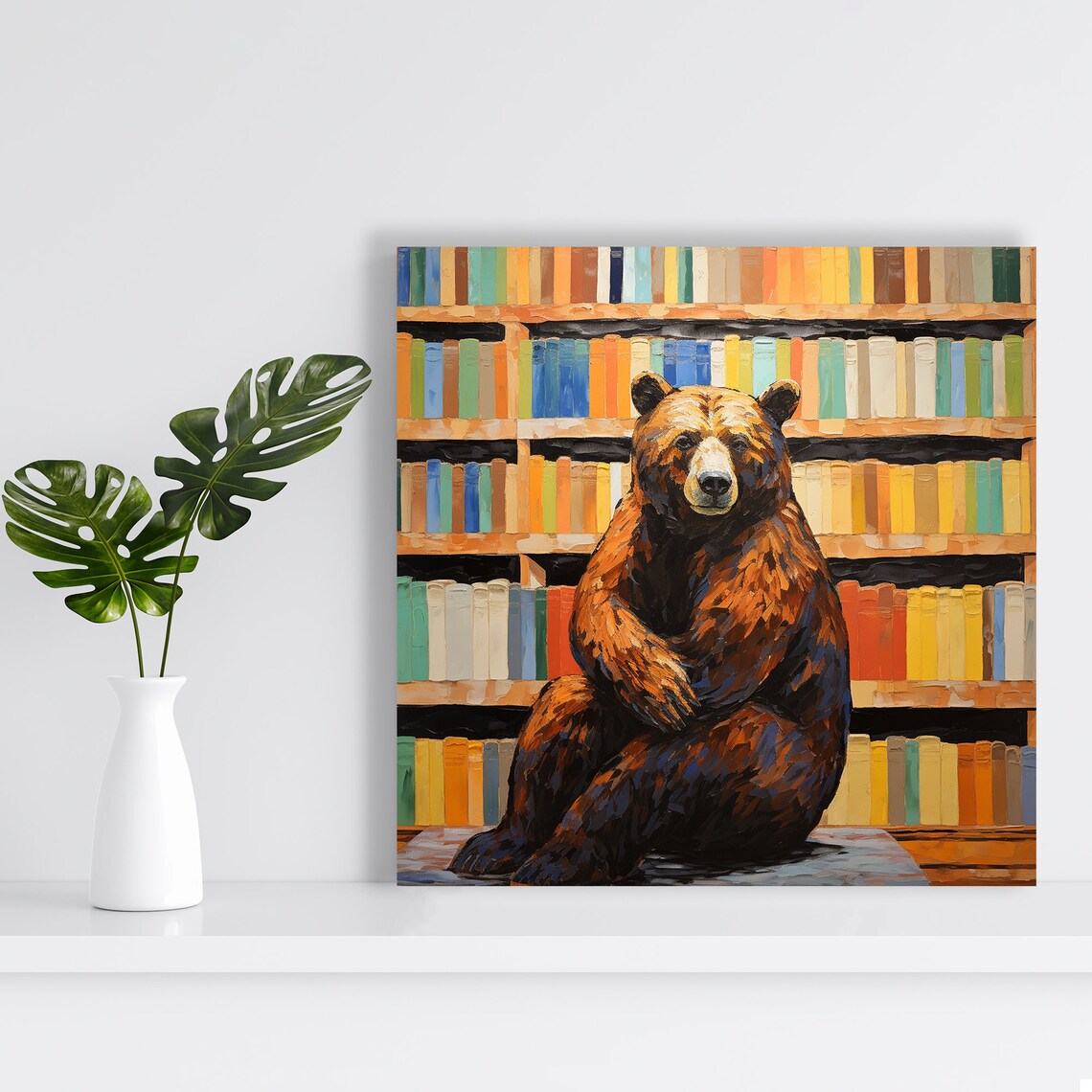Bookish Bear Poster, Whimsical Modern Rustic Decor - Image 2