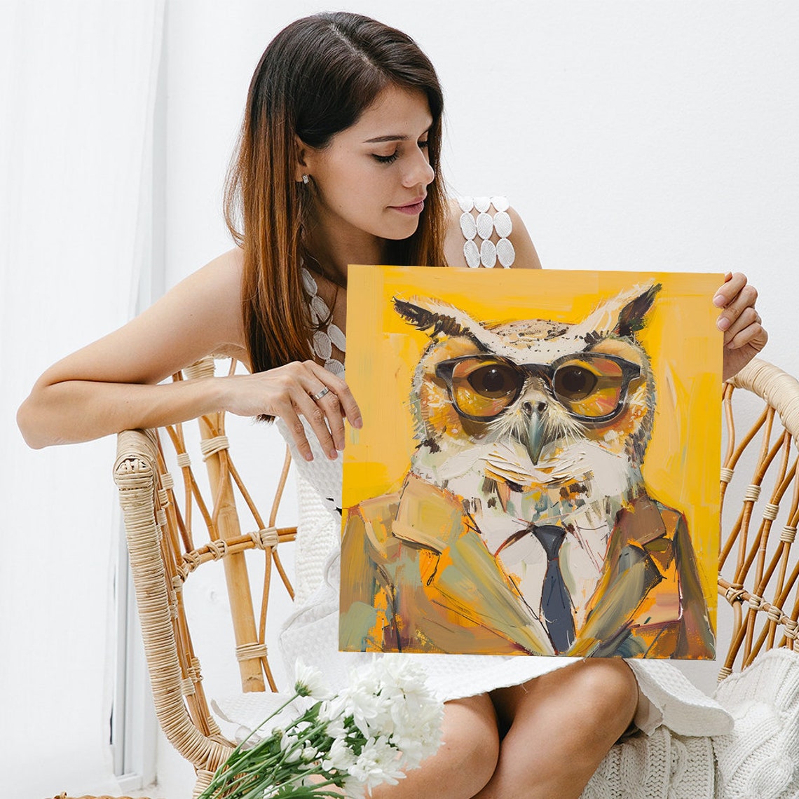 Owl Executive Suit Tie Glasses Witty Professional Bird Wall Poster - Image 3