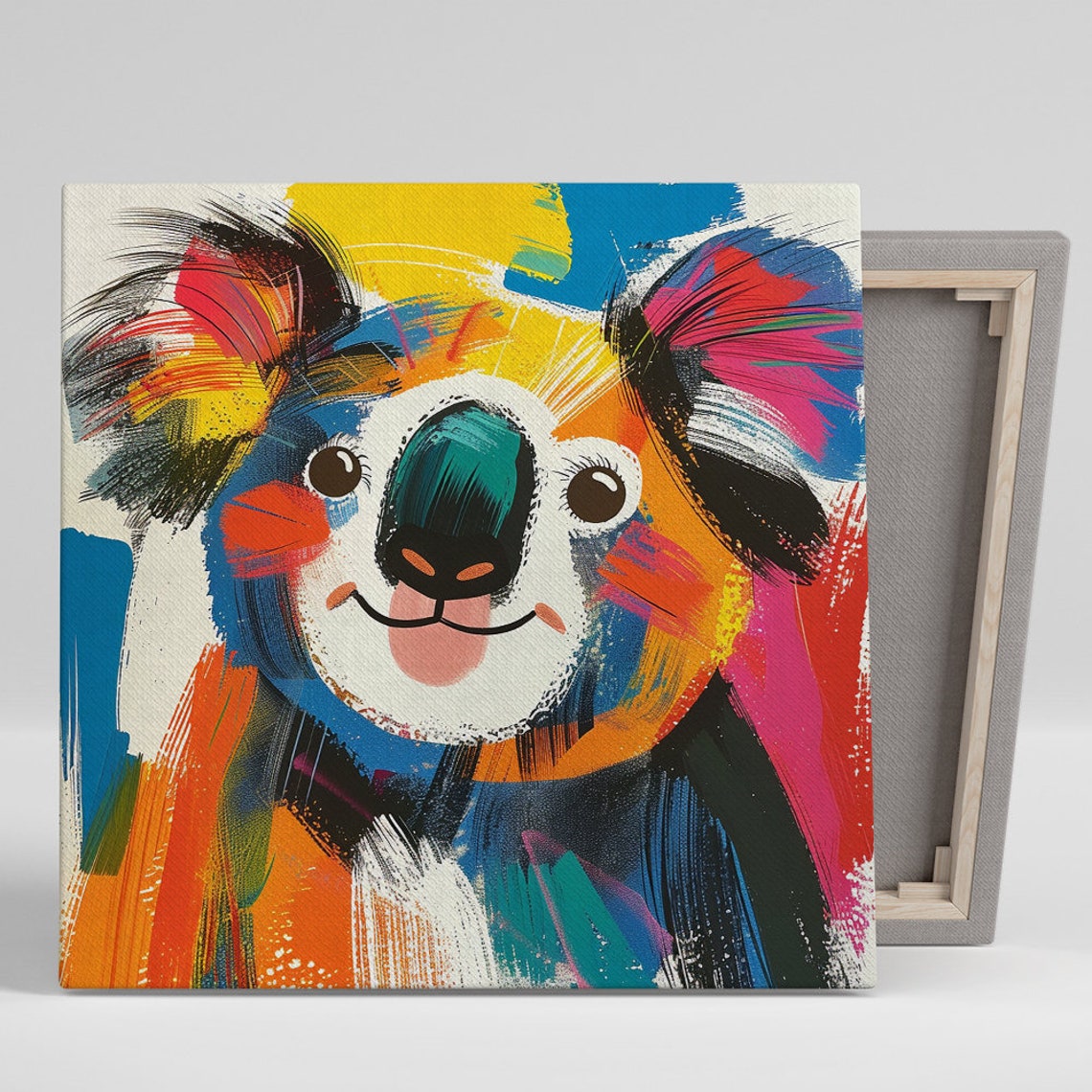 Cheerful Koala Colorful Abstract Brushstroke Portrait Poster
