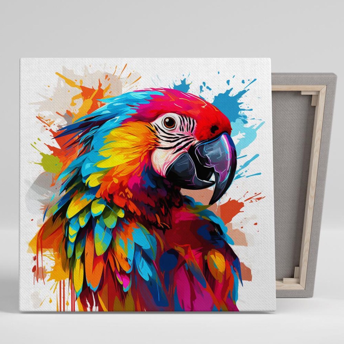 Macaw Splash Art Print, Contemporary Eclectic Decor