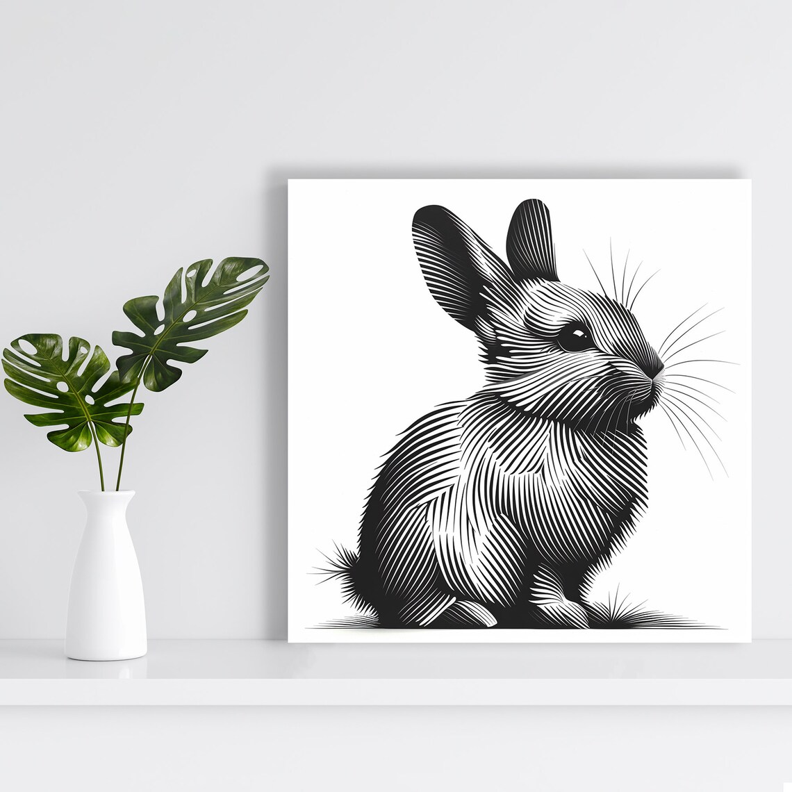 Bunny Silhouette Art Print, Modern Minimalist Decor - Image 2