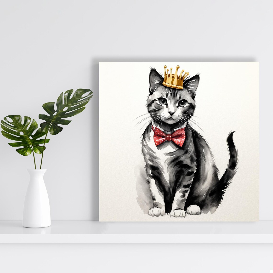 Royal Cat Elegance, Contemporary Cat Wall Art Print - Image 2