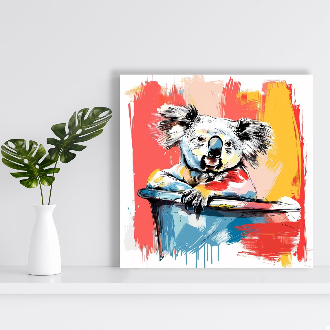 Vibrant Koala Embrace Contemporary Animal Art Print - Image 2