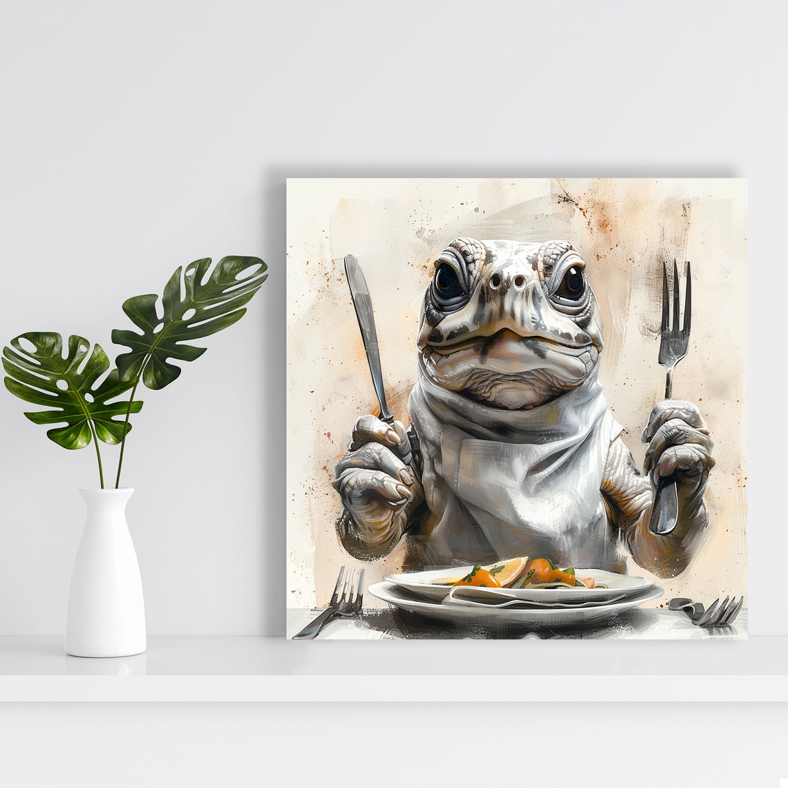 Turtle Dinner Party Fork Knife Napkin Whimsical Funny Kitchen Poster - Image 2