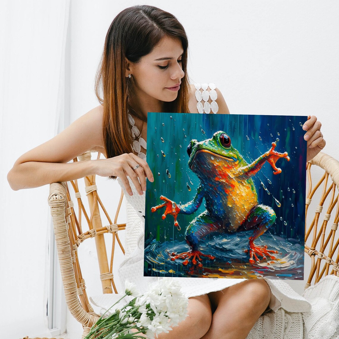 Frog Dancing in the Rain Art Print, Nature Decor - Image 3