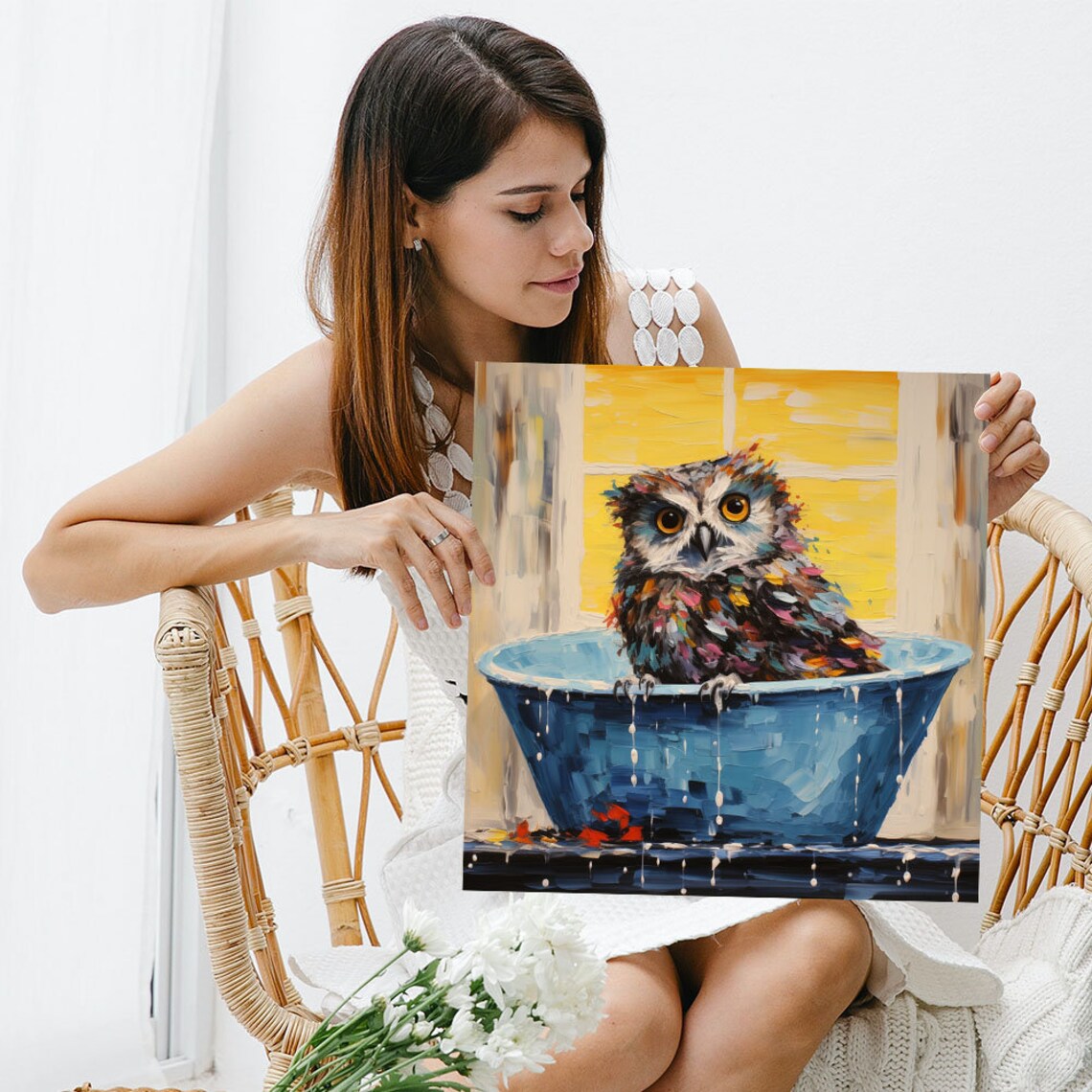 Owl In Bathtub Bathroom Wall Art, Animal Poster - Image 5