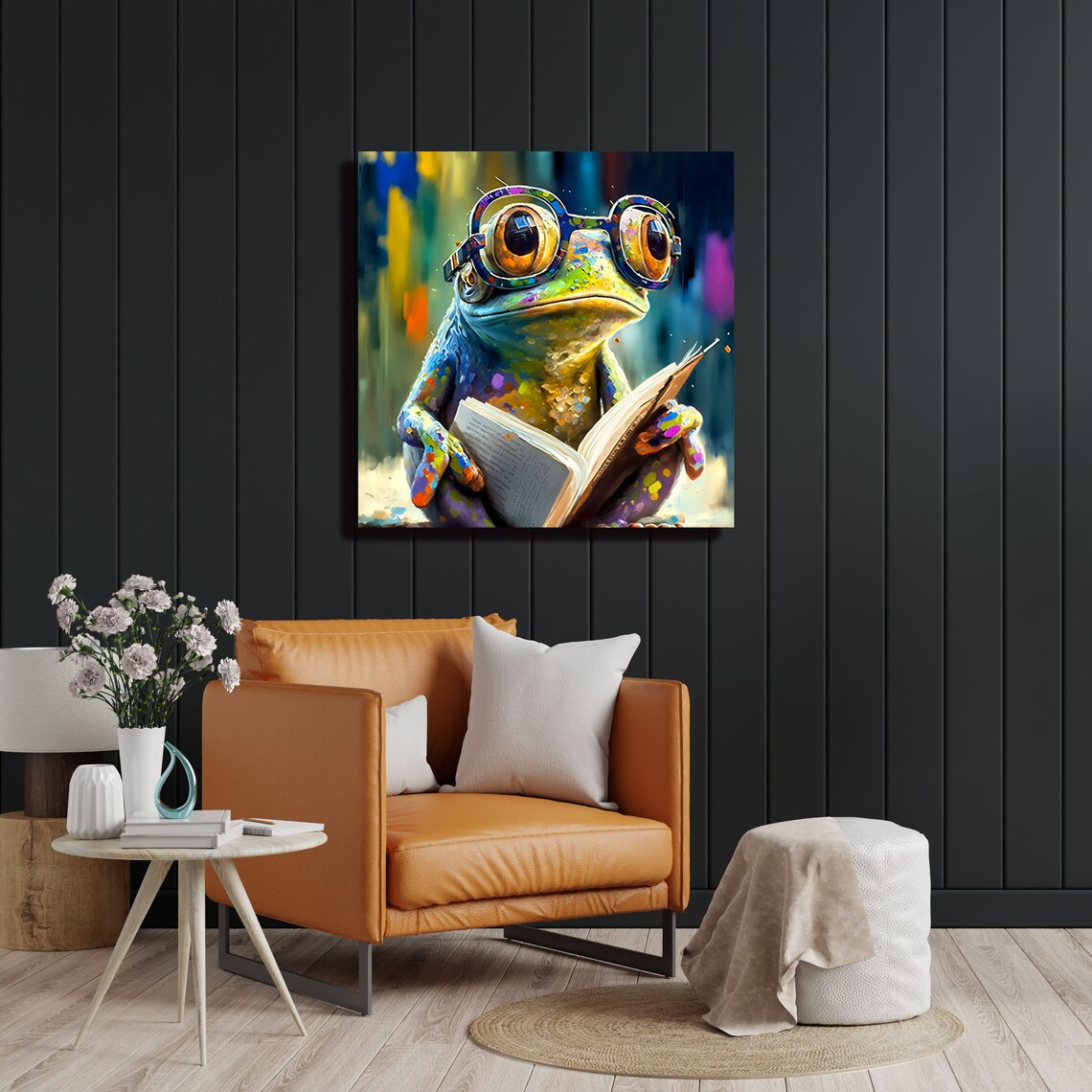 Clever Frog With Glasses, Office Decor Wall Art Print - Image 2